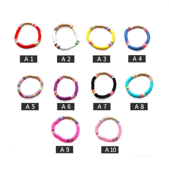 Rainbow Clay Bead Bracelets