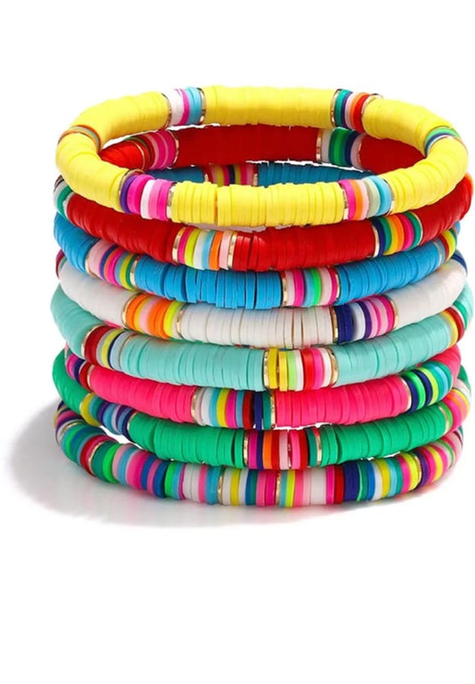 Rainbow Clay Bead Bracelets